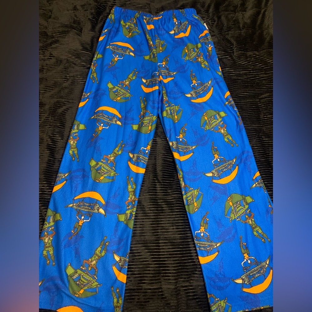 Blue Fortnite Print Pajama Pants